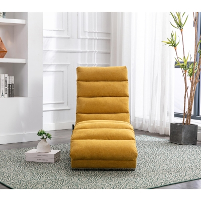 Fabric Relaxation Chaise Longue with Gentle Vibration, 148L x 55W x 87H cm, Yellow