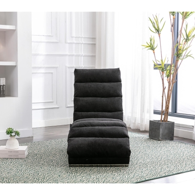 Fabric Relaxation Chaise Longue with Gentle Vibration, 148L x 55W x 87H cm, Black