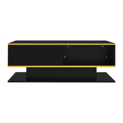 Modern LED Coffee Table with USB-Powered Colour-Changing Light Strip, 100L x 50W x 40H cm, Black
