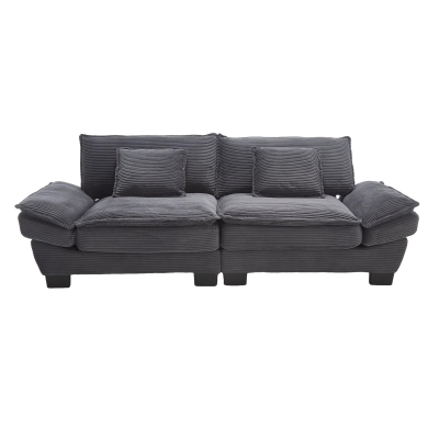 Oversized Two-Seater Sofa with Modern Deep-Seated Modular Design, 224L x 81W x 81H cm, Dark Gray