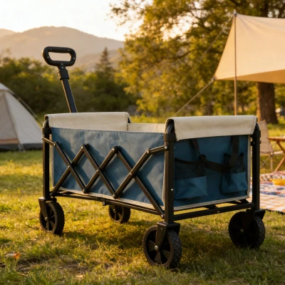 Carrito plegable para playa y jardín, para camping, compras, 66x41x44,5 cm, Azul