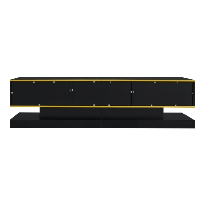 Modern TV Cabinet with 3 Drawers and Open Compartment, 180L x 38W x 45H cm, Black