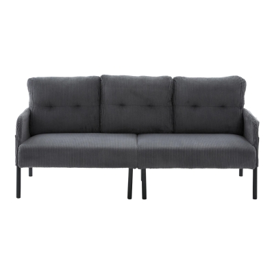 Oversized Two-Seater Corduroy Sofa with Ergonomic Curves, 171L x 72W x 80H cm, Charcoal Grey