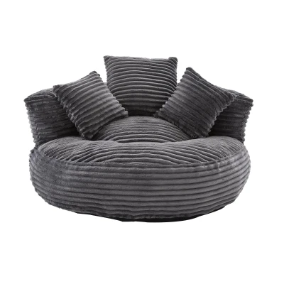 Giant Bean Bag Chair with Shredded Memory Foam, 108L x 108W x 52H cm, Dark Gray
