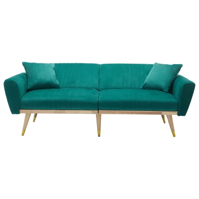 Convertible Futon Sofa Bed with 3-Position Adjustable Backrest, 197.5L x 86W x 60H cm, Green