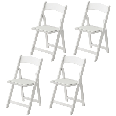 HOMCOM Lot de 4 chaises pliantes en résine et PU, chaises pliantes portables pour intérieur et extérieur, 45x44x78cm, blanc