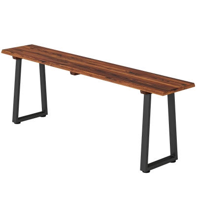 Outsunny Banc 2 Places Bois et Acier Sans Dossier 150cm Carbonisé