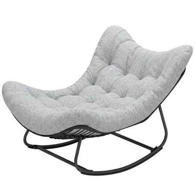 Outsunny Fauteuil Bascule Œuf Rembourré 98x111x74 cm Gris