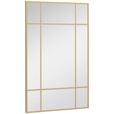HOMCOM Miroir Verrière Métal Doré 90x60cm Style Fenêtre