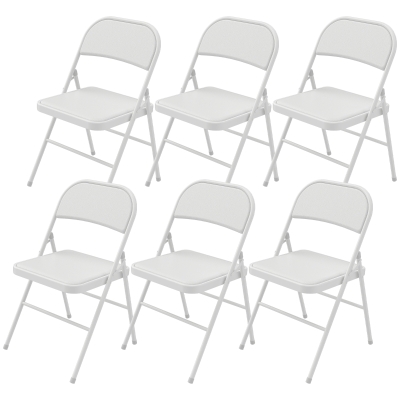HOMCOM Lot de 6 Chaises Pliantes Salle à Manger Acier Blanc