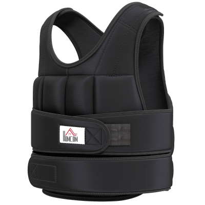 HOMCOM Gilet Lesté Réglable 10Kg Musculation Oxford Noir