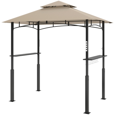 Outsunny Tonnelle Barbecue LED 240x150x250cm Kaki Jardin