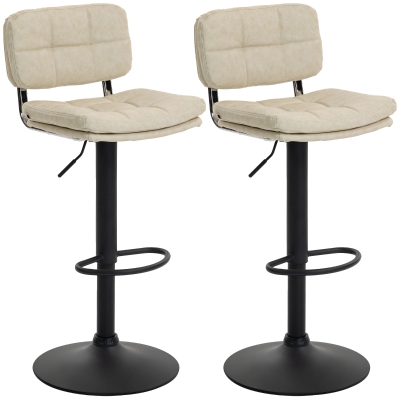 HOMCOM Tabourets Bar Pivotants Réglables Crème (Lot de 2)