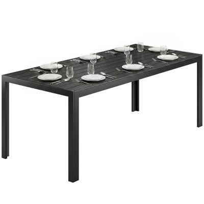 Outsunny Tafel Aluminium WPC eettafel tuintafel tuinmeubel balkon zwart