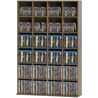HOMCOM Étagère Rangement 456 CD/336 DVD 24 Compartiments Marron