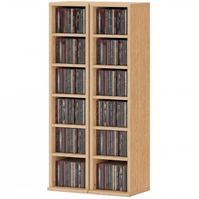 HOMCOM Lot 2 Étagères Rangement 12 Compartiments Bois Naturel