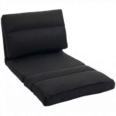 HOMCOM Fauteuil de Sol Convertible Lit Tissu Noir 70x72x56cm