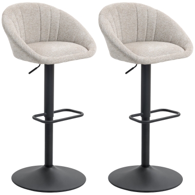 HOMCOM Lot 2 Tabourets Bar Pivotants Réglables Tissu Beige