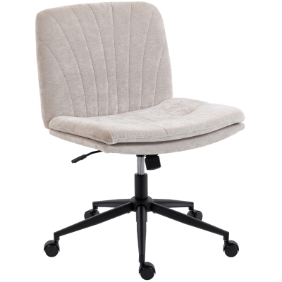 HOMCOM Chaise de Bureau Beige Réglable en Chenille Sans Accoudoirs