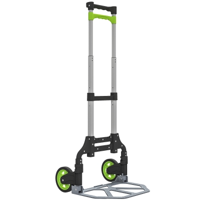 HOMCOM Chariot Pliant Aluminium Poignée Réglable 100cm