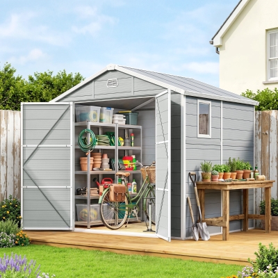 Outsunny Tuinschuur, 4,1m², tuinhuis met zadeldak, 240 x 190 x 180/228 cm