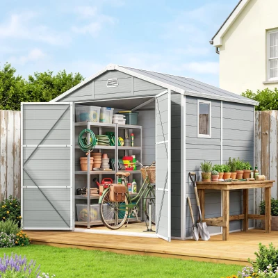 Outsunny Tuinschuur, 4,1m², tuinhuis met zadeldak, 240 x 190 x 180/228 cm