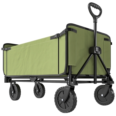 Outsunny Chariot Pliable 130L Sac Amovible Poignée Rotative Noir
