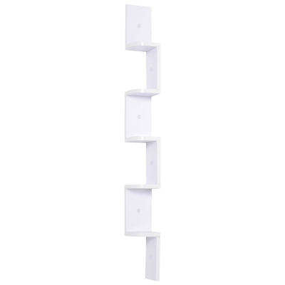 HOMCOM Wandregal Hängeregal Eckregal Zickzackregal Bücherregal Regal Weiß 12 x 12 x 120 cm