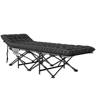 Outsunny Lit de Camp Pliable 190x67cm Tissu Oxford Noir