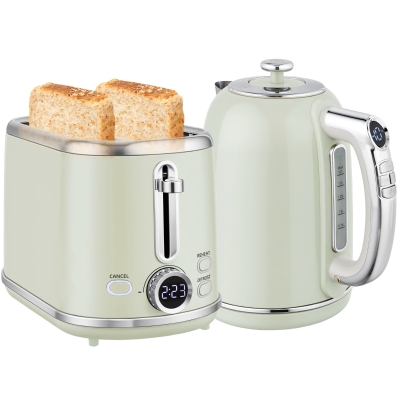 HOMCOM Ensemble Bouilloire 1,7L Inox & Grille-pain 2 Tranches Gris