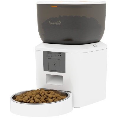 PawHut Distributeur Chat Caméra WiFi 4L Audio App 1-10 Repas
