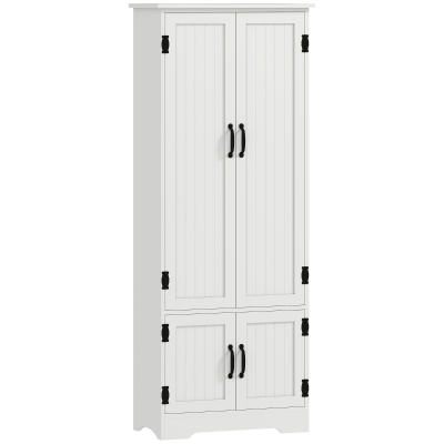 HOMCOM Buffet Cuisine Blanc 2 Placards 3 Étagères MDF