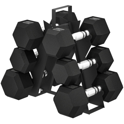 SPORTNOW Set Haltères 2x4/6/8kg avec Support Noir