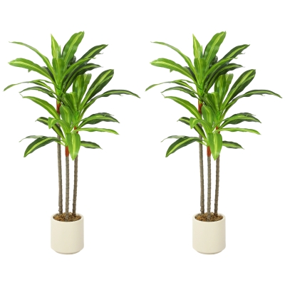 HOMCOM 90cm Lifelike Fake Tree, Artificial Dracaena Tree with Bendable Trunks, Green