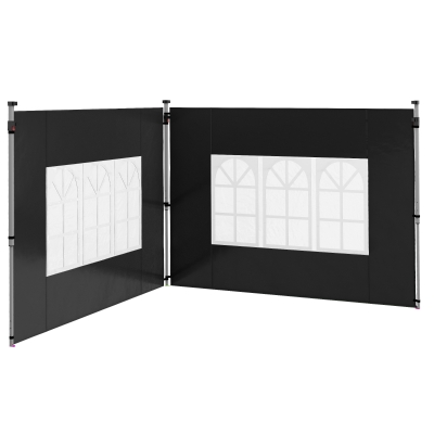 Outsunny 2 Parois Latérales Tonnelle 3x3m avec Fenêtre Noir