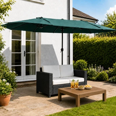 Outsunny 4.6m Double-Sided Parasol Green Patio Canopy