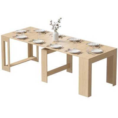 HOMCOM Table Extensible Bois Clair Console 10 Places Petits Espaces