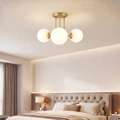 HOMCOM Lampadario da Soffitto Vintage con 3 Punti Luce G9 Oro