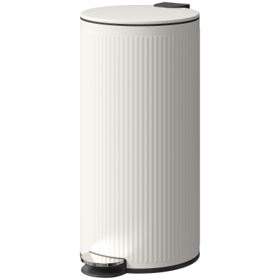 HOMCOM Poubelle 30L Crème avec Pédale et Fermeture Douce
