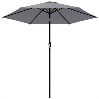 Outsunny Parasol Rond 2m Inclinable Aluminium Anti-UV Gris Foncé