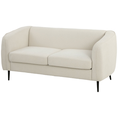 HOMCOM Canapé 2 Places Velours Moderne 160cm Beige Salon