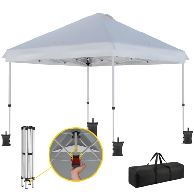 Outsunny Tonnelle Pliante 3x3m UPF50+ Hauteur Réglable Blanc