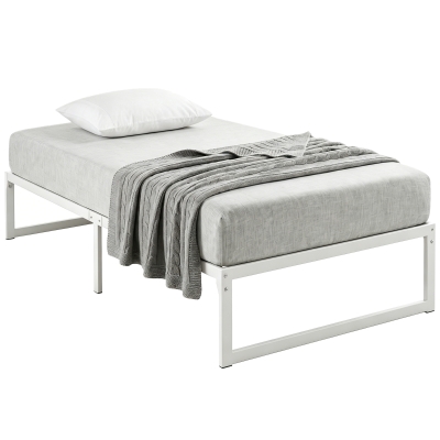 HOMCOM Lit 200x90 cm Métal Blanc avec Rangement Silencieux