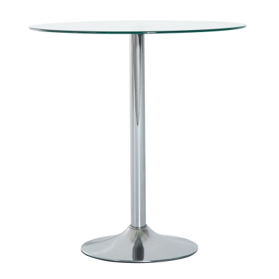 HOMCOM Table Ronde Verre Métal Argent Salle à Manger