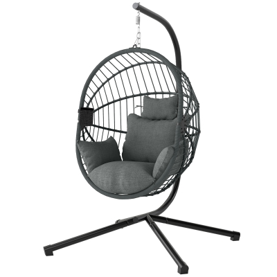 Outsunny Fauteuil Œuf Suspendu Gris Int/Ext avec Coussin