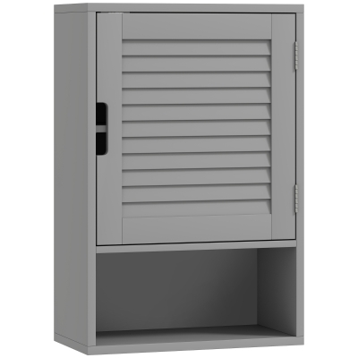 HOMCOM Wall-Mounted Bathroom Cabinet Adjustable Shelves Grey