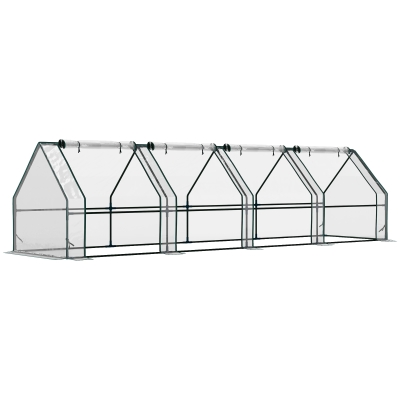 Outsunny Kas met ritsvenster, winterbestendige buiskas van staal 360 x 90 x 90 cm transparant