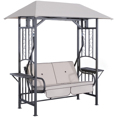 Outsunny Garden Texteline 2 Person Swing Chair-Beige