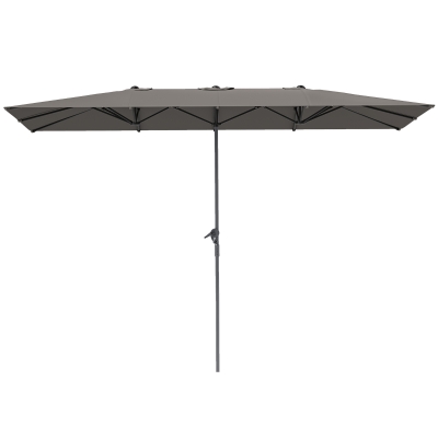 Outsunny Parasol Double Ovale 451x264cm Toile Gris Foncé