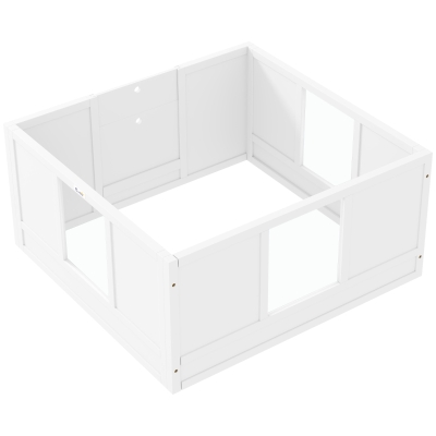 PawHut Werpkist voor Puppy’s, Puppyren met Verstelbare Deur, Hondenren met Antislip Voetjes, Werpkist voor middelgrote honden, 100x96x48 cm, Wit